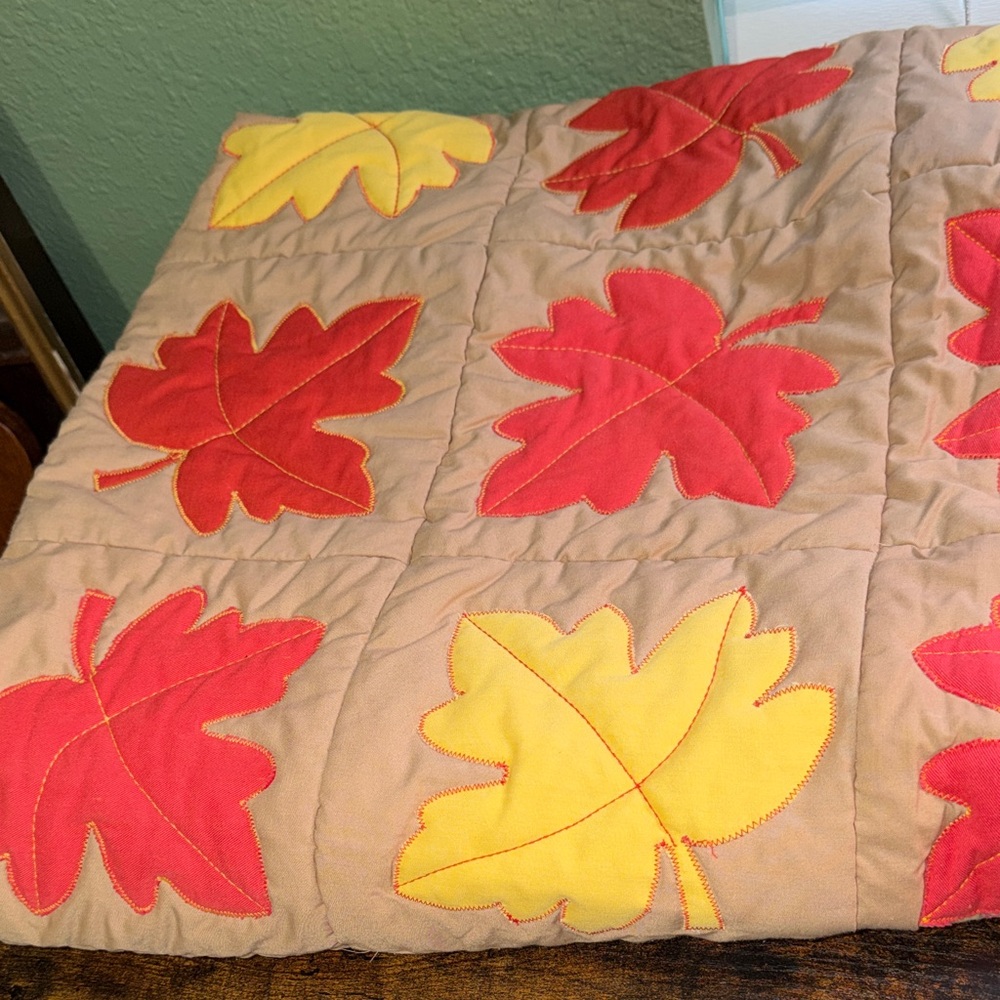 Vintage Red and Yellow Leaf Quilt